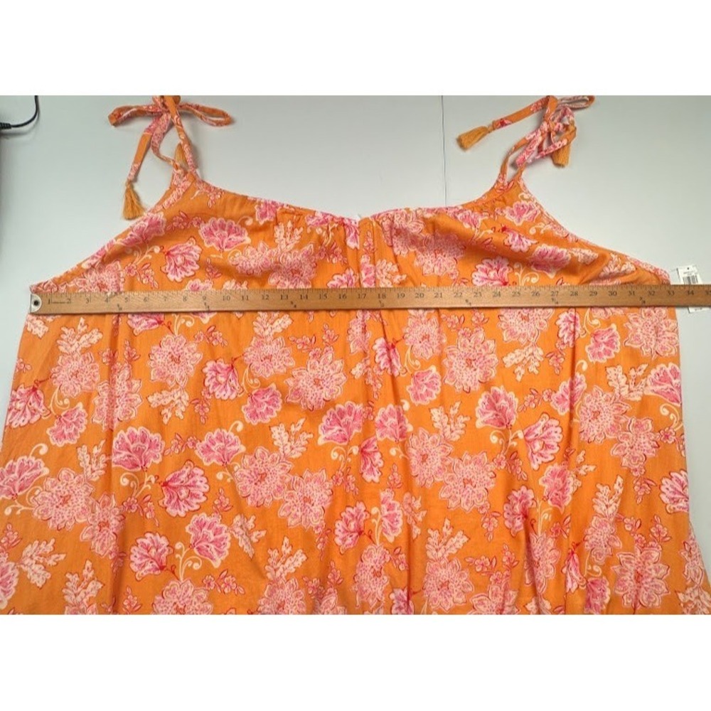 Old Navy Dress Womens 4X Orange Floral Tie Strap Midi Lightweight Beach Resort - Picture 11 of 14